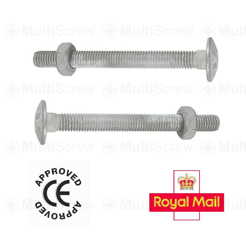 MultiScrew Business, Office & Industrial:Fasteners & Hardware:Other Fasteners & Hardware M8 x 25mm / 5 M8 GALVANISED CUP SQUARE CARRIAGE BOLT COACH SCREW AND HEX FULL NUTS DIN603 CE