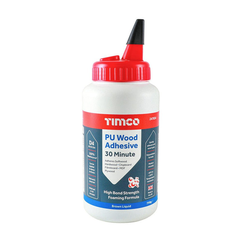 TIMCO Adhesives & Building Chemicals TIMCO 6 in 1 PU Wood Adhesive 30 Minutes Liquid Brown - 750g