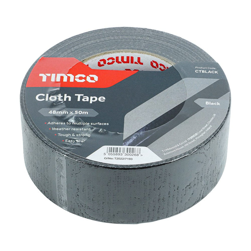 TIMCO Adhesives & Building Chemicals TIMCO Cloth Tape Black - 50m x 48mm