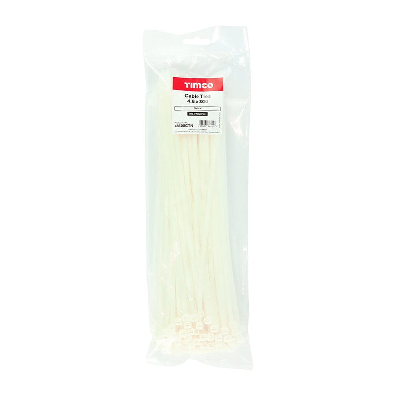 TIMCO Fasteners & Fixings 4.8 x 300 TIMCO Cable Ties Natural