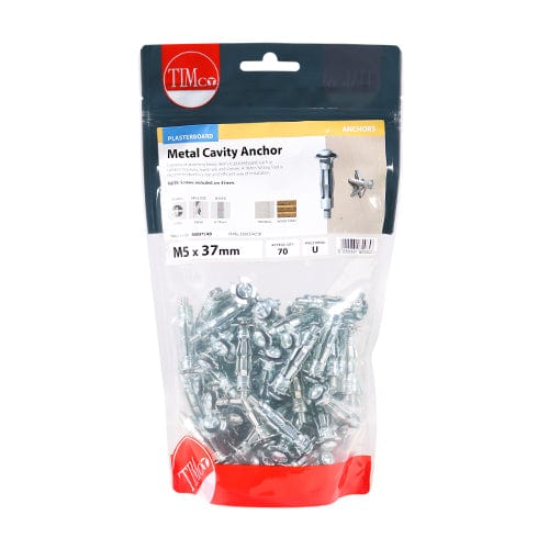 TIMCO Fasteners & Fixings M5 x 37 (45mm Screw) / 70 / TIMbag TIMCO Metal Cavity Anchors Silver