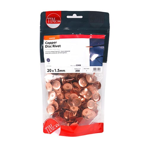 TIMCO Nails 20 x 1.50 / 250 / TIMbag TIMCO Disc Rivets Copper