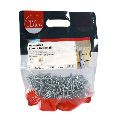 TIMCO Nails 30 x 3.75 / 2.5 / TIMbag TIMCO Square Twist Nails Galvanised