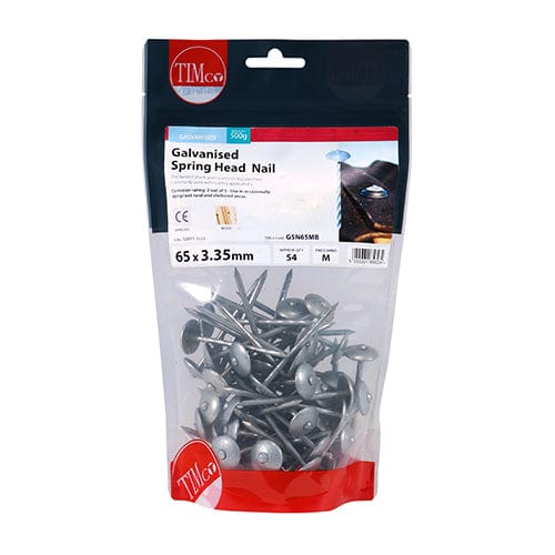 TIMCO Nails 65 x 3.35 / 0.5 TIMCO Spring Head Nails Galvanised
