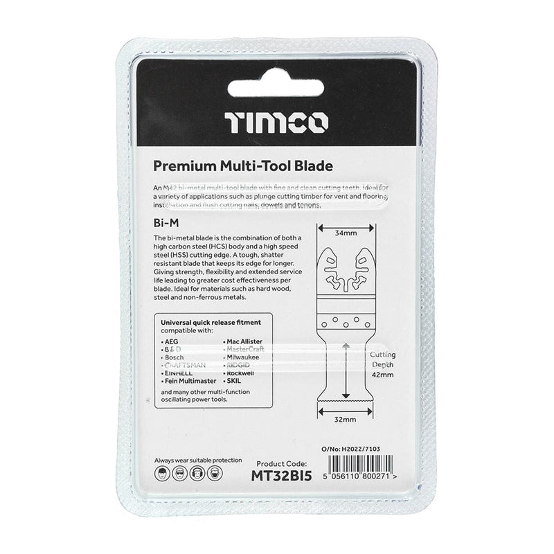 TIMCO Powertool Accessories TIMCO Multi-Tool Fine Cut Blade For Wood/Metal Bi-Metal