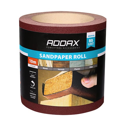TIMCO Powertool Accessories TIMCO Sandpaper Roll 80 Grit Red - 115mm x 10m