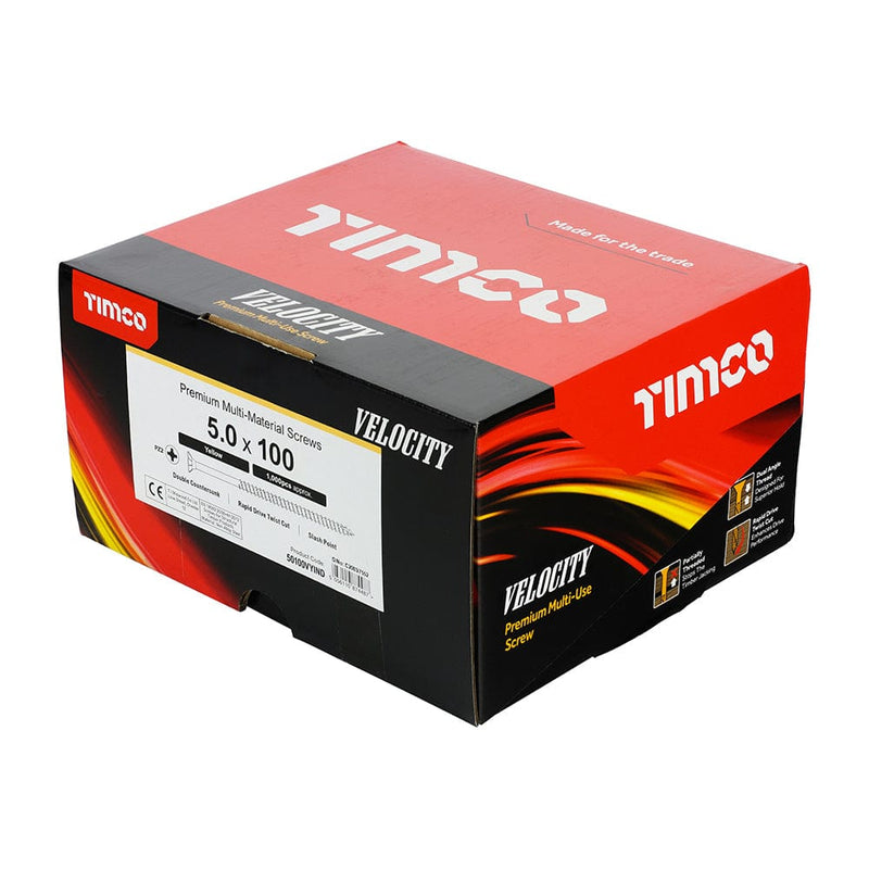 TIMCO Screws 5.0 x 100 TIMCO Velocity Premium Multi-Use Countersunk Gold Woodscrews - Industry Packs