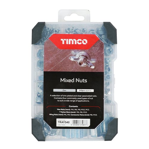 TIMCO Screws TIMCO Nuts Zinc Mixed Tray - 243pcs
