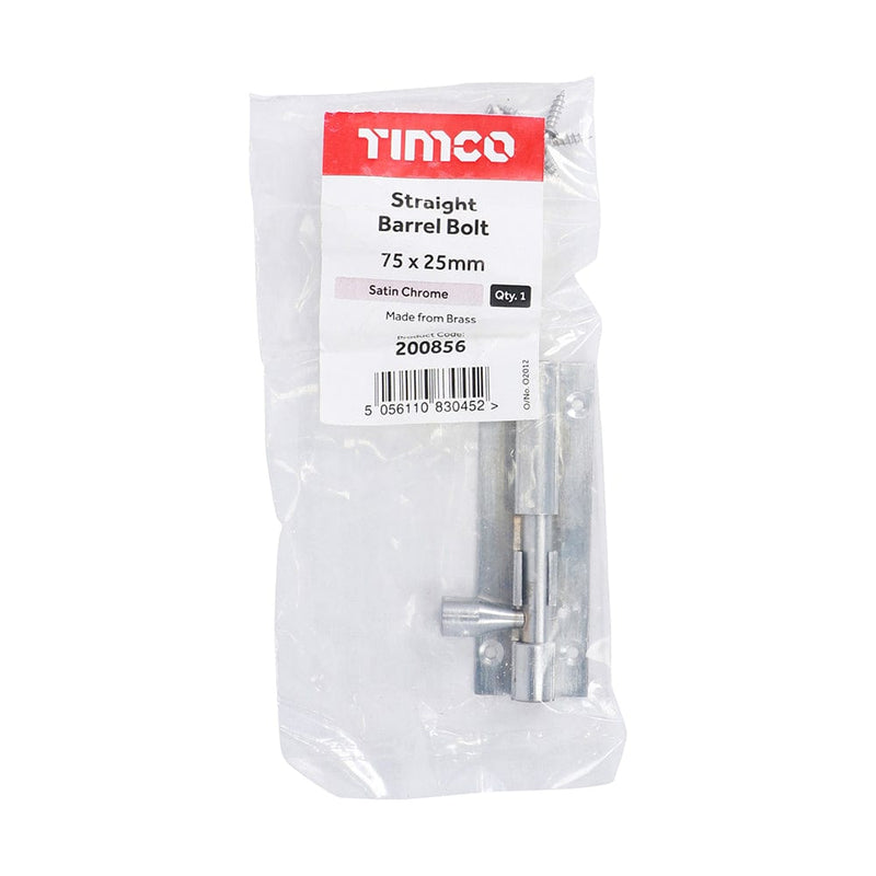 TIMCO Security & Ironmongery TIMCO Straight Barrel Bolt Satin Chrome