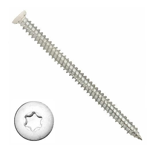 MultiScrew Business, Office & Industrial:Fasteners & Hardware:Other Fasteners & Hardware 7.5 x 40mm / 10 WHITE HEAD Concrete Door Window Frame Fixing Screw Countersunk BZP Torx 7.5mm