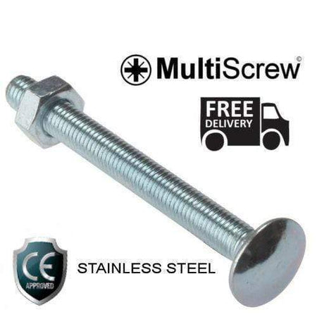 M8 8Mm A2 Stainless Steel Cup Square Carriage Bolts Coach Screws + Full Hex Nuts
