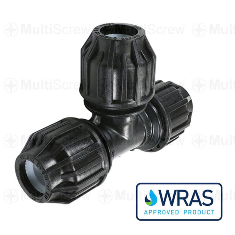 Elysee Industrial:Building Materials:Insulation & Accessories:Insulation 20 x 20 x 20mm (733211) MDPE 90 DEGREE EQUAL TEE WATER MAIN PIPE CONNECTOR WRAS APPROVED 22mm 25mm 32mm