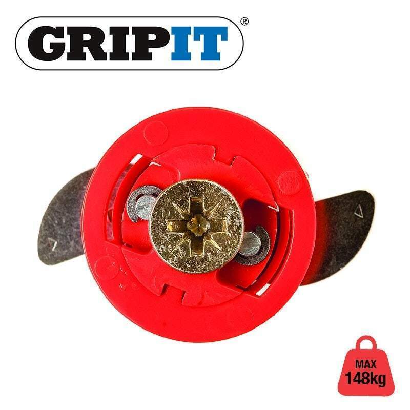 Red Grip It Plasterboard Fixings & Screws Hollow Cavity Wall Gripit 18Mm Plug
