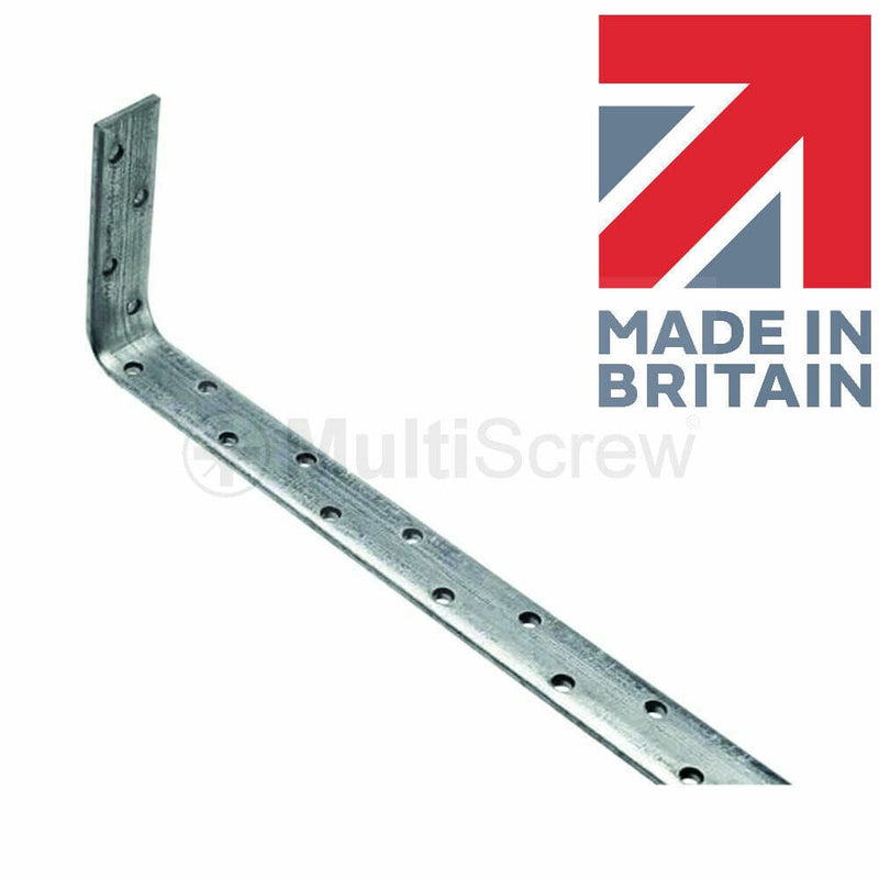 MultiScrew Business, Office & Industrial:Building Materials & Supplies:Other Building Materials 4mm x 600mm 10 x 4mm HEAVY DUTY CARBON STEEL BENT RESTRAINT GALVANISED WALL PLATE STRAPS