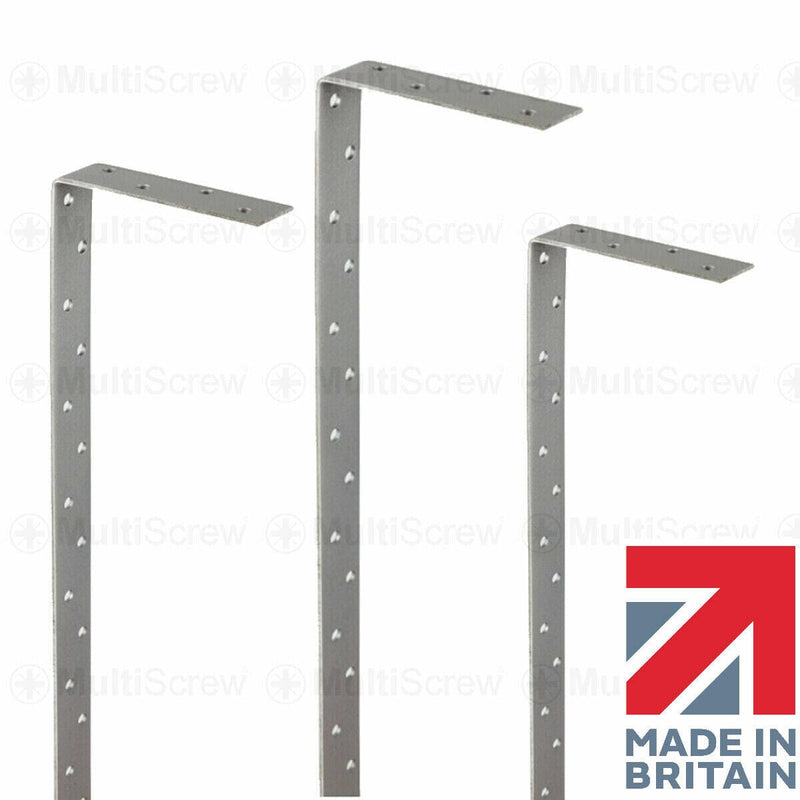 MultiScrew Business, Office & Industrial:Building Materials & Supplies:Other Building Materials 4mm x 600mm 10 x RESTRAINT WALL PLATE STRAPS HEAVY DUTY BENT TIE 4MM THICK GALVANISED STEEL