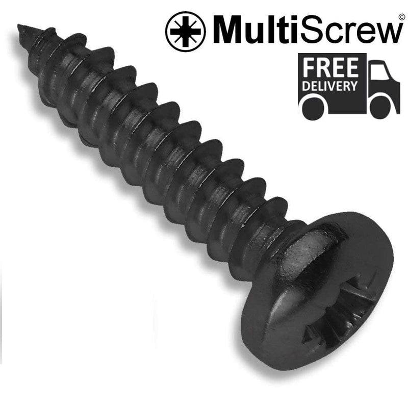 MultiScrew Business, Office & Industrial:Fasteners & Hardware:Other Fasteners & Hardware 25 / 6g x 5/8" (3.5mm x 16mm) POZI PAN ROUND HEAD BLACK PASSIVATED WOOD SCREWS BLACKJAX CROSS RECESS 6g 8g 10g