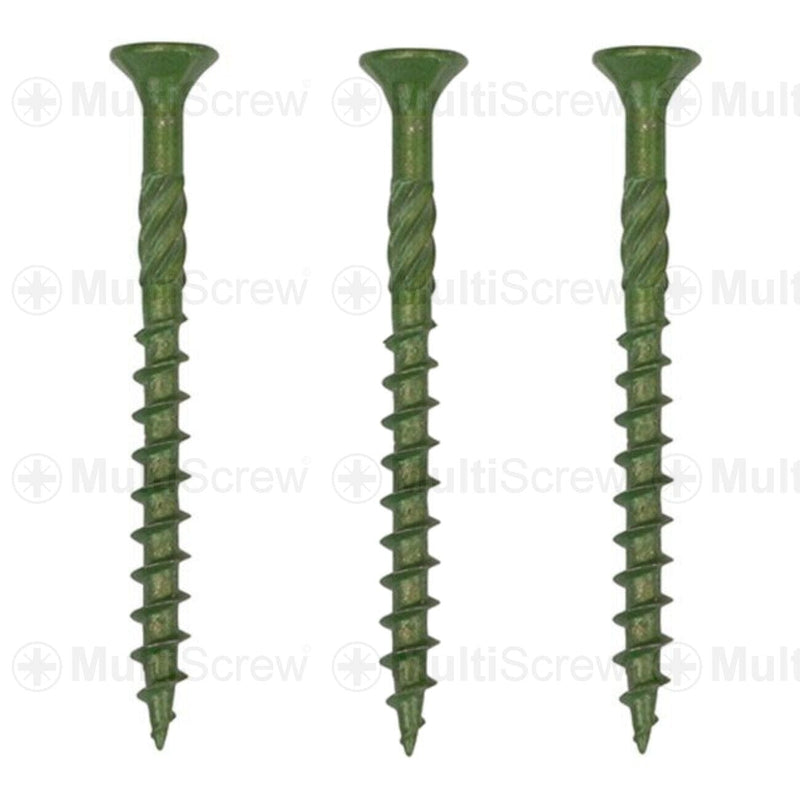 MultiScrew Business, Office & Industrial:Fasteners & Hardware:Other Fasteners & Hardware 4.5mm x 50mm (9g x 2") / 10 EXTERNAL DECKING TIMBER POZI DOUBLE COUNTERSUNK WOOD SCREWS GREEN COATED IN-DEX