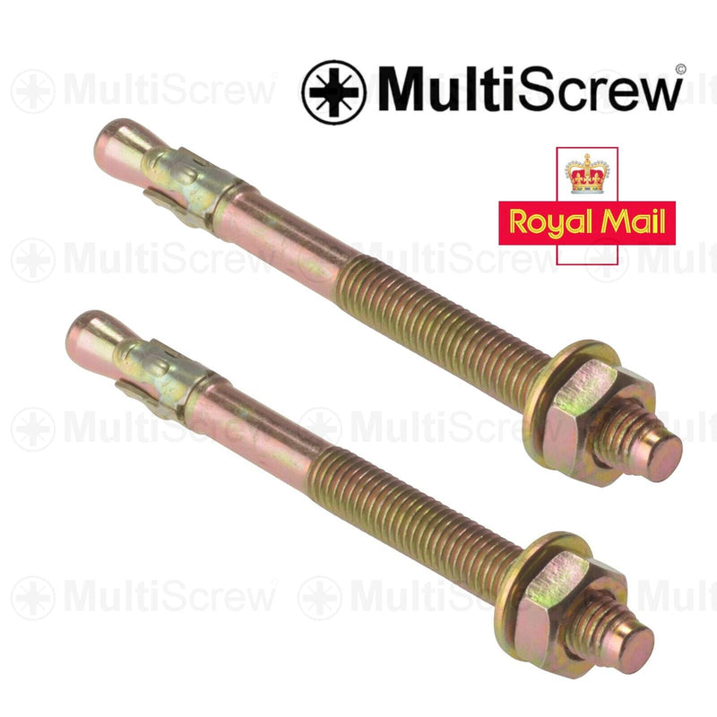 MultiScrew Business, Office & Industrial:Fasteners & Hardware:Other Fasteners & Hardware M10 x 100 / 2 M10 x 100mm THROUGH ANCHOR WALL BOLTS RAWL BRICK MASONRY CONCRETE THROUGHBOLTS