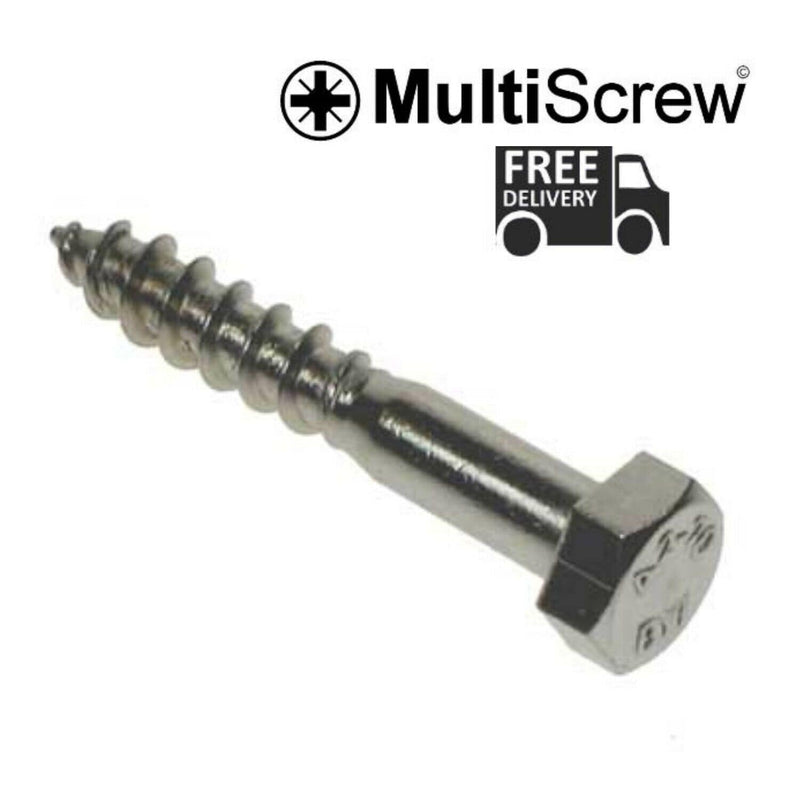 MultiScrew Business, Office & Industrial:Fasteners & Hardware:Other Fasteners & Hardware M10 x 40mm / 2 M10 - 10mm A2 STAINLESS COACH SCREW HEX HEXAGON HEAD WOOD SCREWS LAG BOLT STEEL