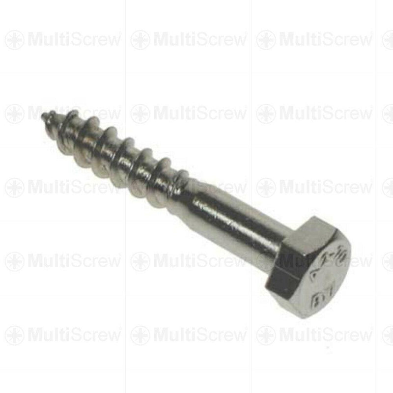 MultiScrew Business, Office & Industrial:Fasteners & Hardware:Other Fasteners & Hardware M12 (12mm) A2 STAINLESS COACH SCREW HEX HEXAGON HEAD WOOD SCREWS LAG BOLT STEEL