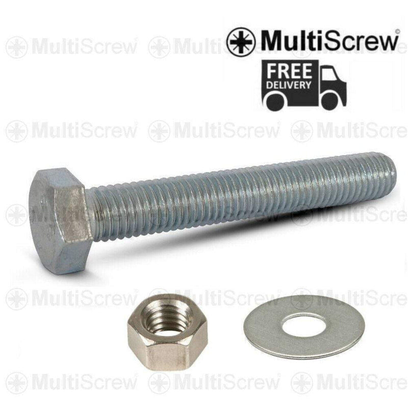 MultiScrew Business, Office & Industrial:Fasteners & Hardware:Other Fasteners & Hardware M16 x 25mm / 1 M16 / 16mm HIGH TENSILE SET SCREW BOLT + WASHER + FULL HEX NUT BZP 8.8 GRADE CE