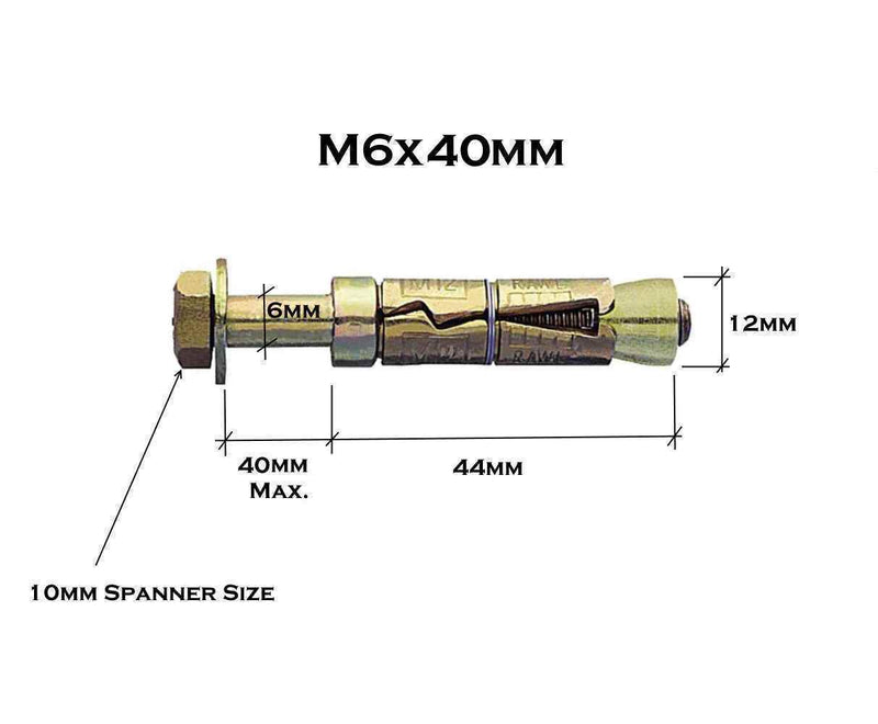 MultiScrew Business, Office & Industrial:Fasteners & Hardware:Other Fasteners & Hardware M6 x 40mm / 1 M6 x 40mm Loose Bolt Shield Anchor Heavy Duty Fixing For Brick Masonry Concrete