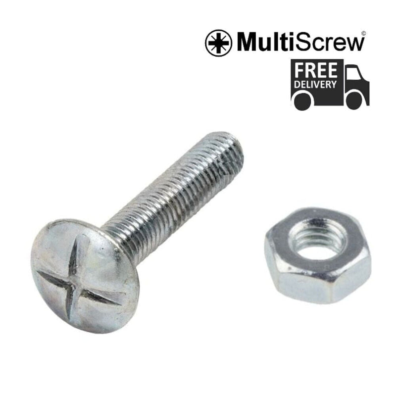 MultiScrew Business, Office & Industrial:Fasteners & Hardware:Other Fasteners & Hardware M8 (8mm) ROOFING BOLTS + FULL HEX NUTS CROSS SLOTTED MUSHROOM HEAD BOLT ZINC CE