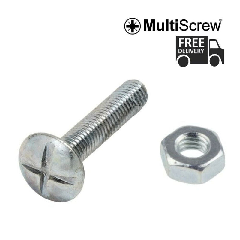 MultiScrew Business, Office & Industrial:Fasteners & Hardware:Other Fasteners & Hardware M8 x 20mm / 5 M8 (8mm) ROOFING BOLTS + FULL HEX NUTS CROSS SLOTTED MUSHROOM HEAD BOLT ZINC CE