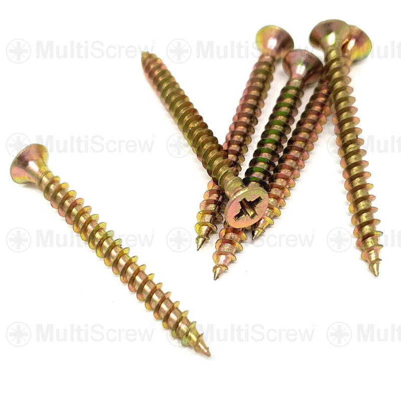 MultiScrew Business, Office & Industrial:Fasteners & Hardware:Other Fasteners & Hardware PROFESSIONAL YELLOW WOOD + PVC SCREW POZI COUNTERSUNK WOODSCREW SCREWS