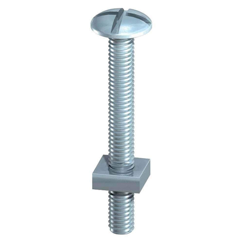 M8 (8Mm) Roofing Bolts + Square Nuts Cross Slotted Mushroom Head Bolt Zinc Ce