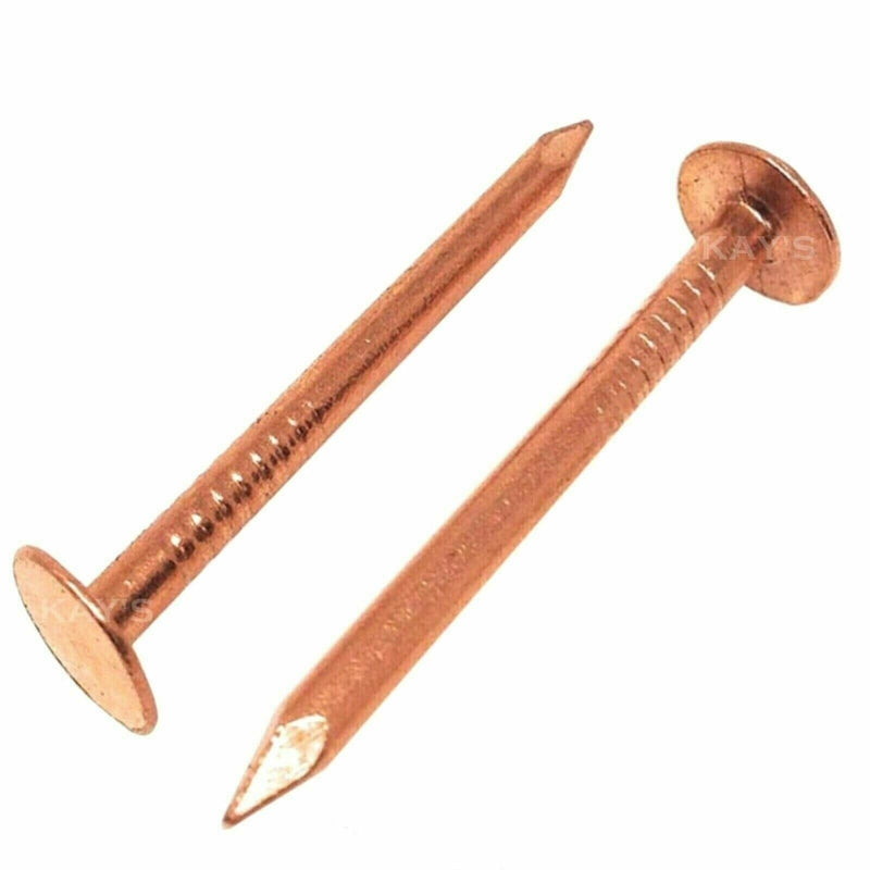 MultiScrew Home, Furniture & DIY:DIY Materials:Nails, Screws & Fasteners:Nails 50 Copper Nails Solid Copper Clout Nails for Roofing or Tree Stumps 50mm Large Head Tile Slates