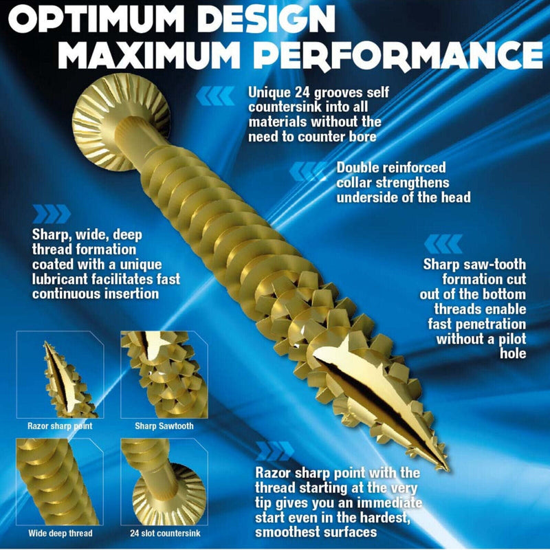 Optimaxx Business, Office & Industrial:Fasteners & Hardware:Other Fasteners & Hardware 5 / 4.0 X 30mm OPTIMAXX TORX DRIVE WOODSCREWS PREMIUM PERFORMANCE SCREWS COUNTERSUNK CUTTER YZP