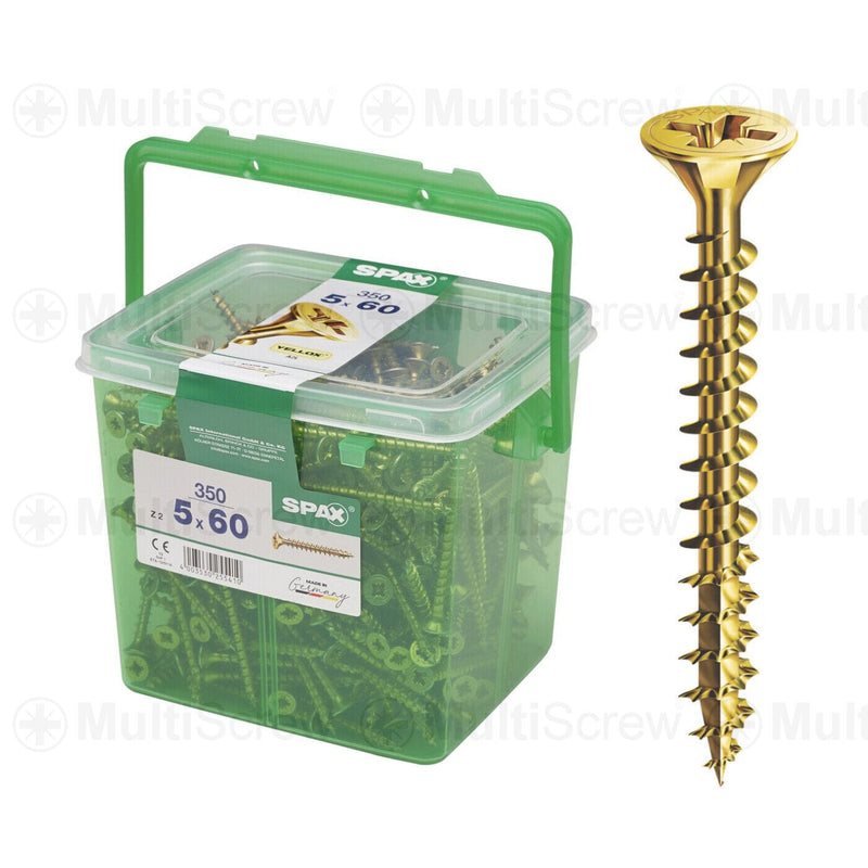 SPAX Business, Office & Industrial:Fasteners & Hardware:Screws & Bolts SPAX YELLOX 5.0 x 50mm TUB (430 SCREWS) WOODSCREW TUBS POZI COUNTERSUNK YELLOW