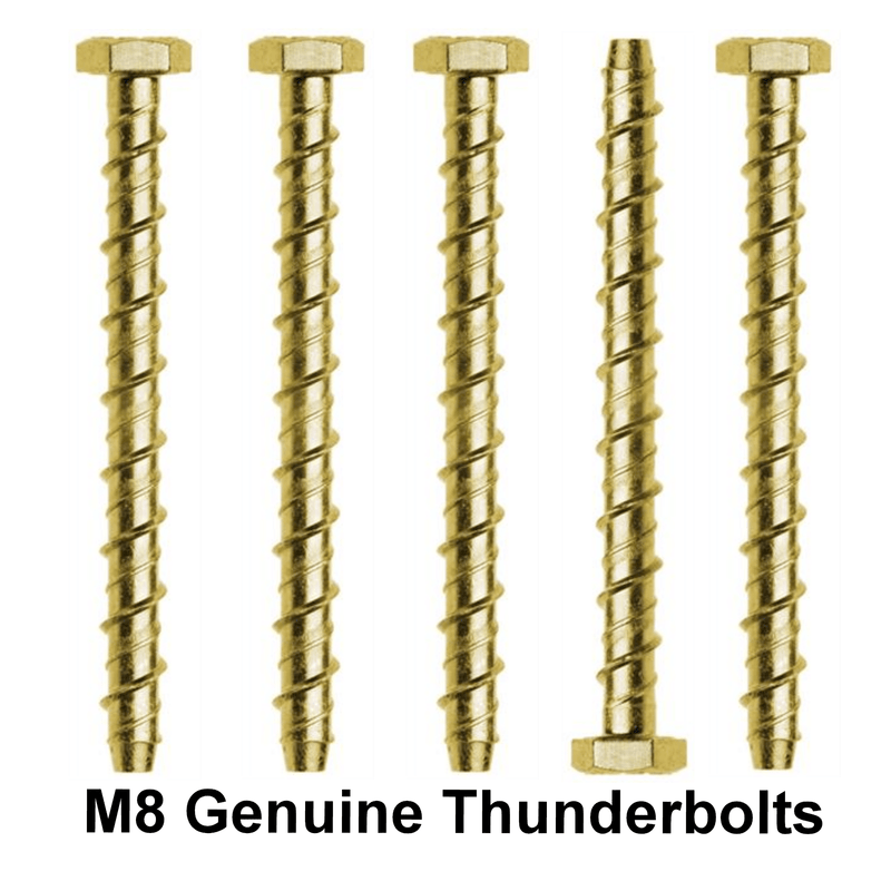 THUNDERBOLT Business, Office & Industrial:Fasteners & Hardware:Other Fasteners & Hardware 4 M8 x 130mm GENUINE THUNDERBOLT MASONRY CONCRETE ANCHOR BOLTS SCREW YZP ZINC HEX