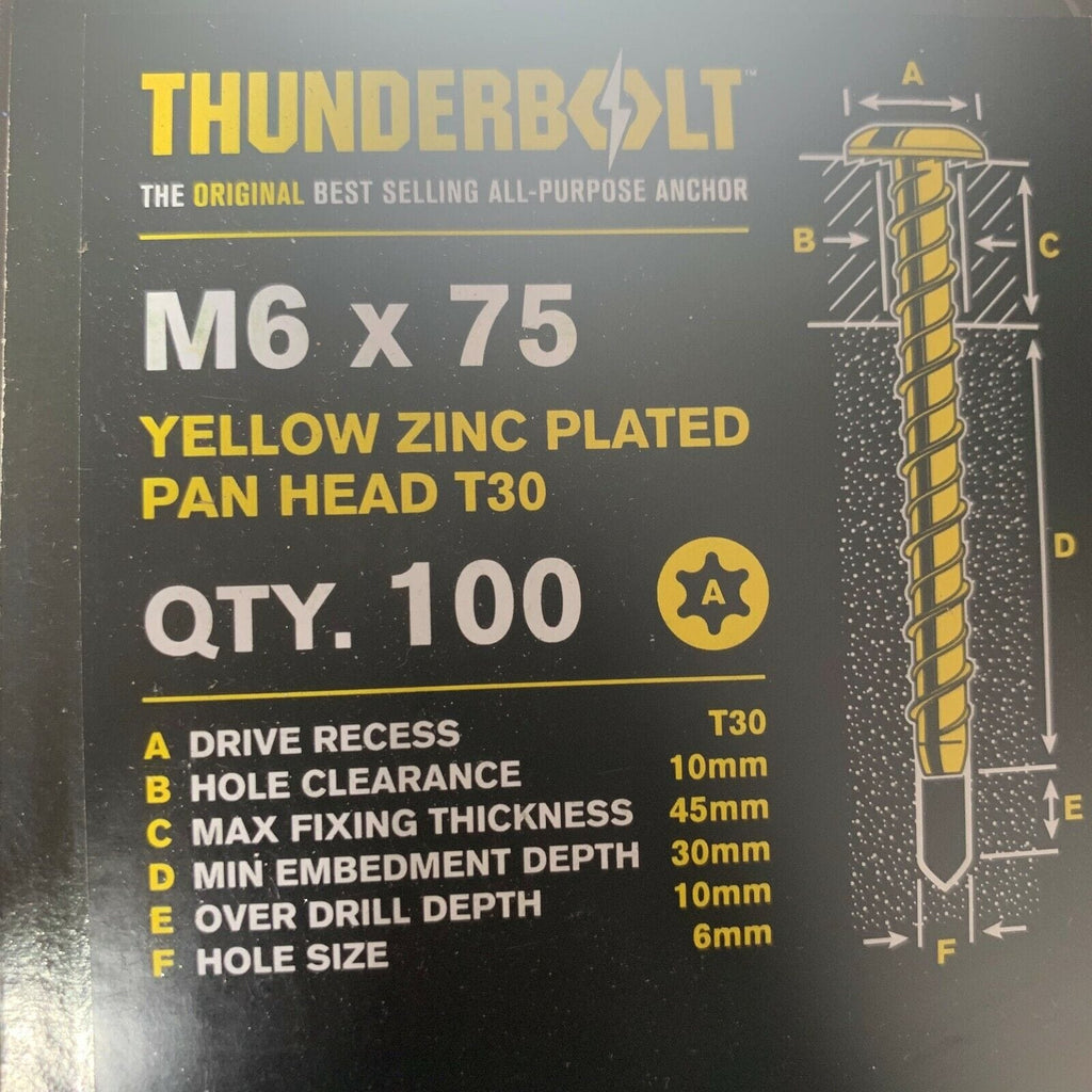 Thunderbolt Fasteners M5 M6 Genuine Thunderbolt Torx Pan Head Masonry Concrete Anchor Screw