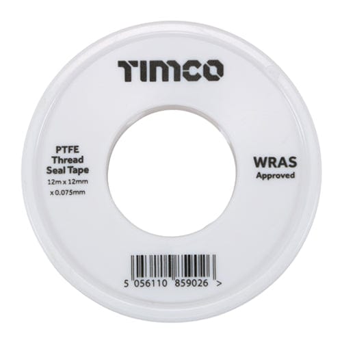 TIMCO Adhesives & Building Chemicals 12m x 12mm / 10 / Roll Pack TIMCO PTFE Thread Seal Tape