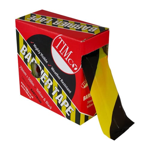 TIMCO Adhesives & Building Chemicals 500m x 70mm / Box TIMCO Barrier Tape Yellow & Black