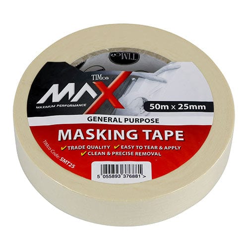 TIMCO Adhesives & Building Chemicals 50m x 25mm TIMCO Masking Tape Cream