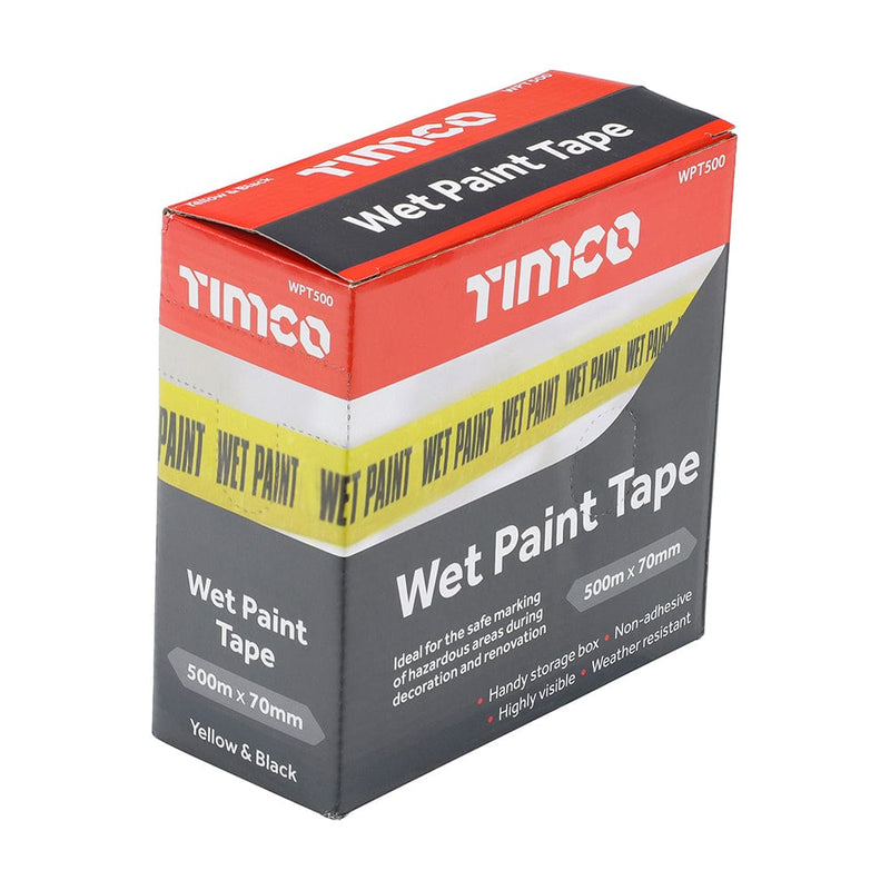 TIMCO Adhesives & Building Chemicals 70mm x 500m / Box TIMCO Hazard warning caution yellow black wet paint tape