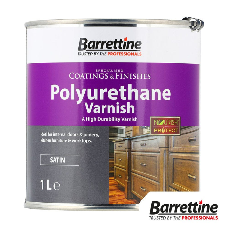 TIMCO Adhesives & Building Chemicals Barrettine Nourish & Protect Polyurethane Varnish Satin 1L - Pack Qty - 1 EA