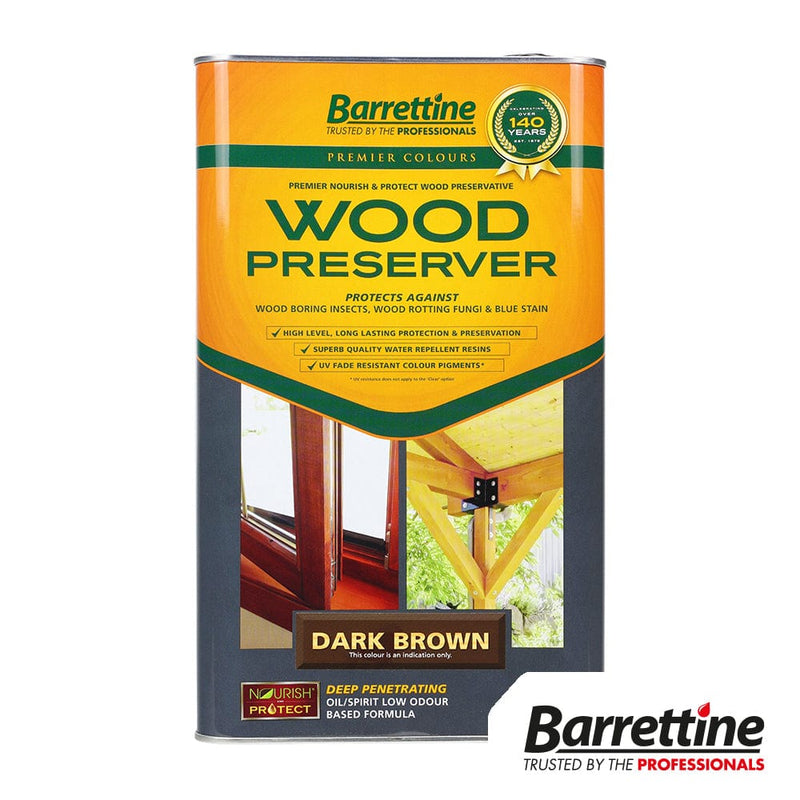 TIMCO Adhesives & Building Chemicals Barrettine Wood Preserver Dark Brown 5L - Pack Qty - 1 EA