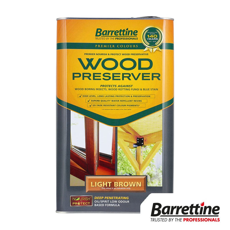 TIMCO Adhesives & Building Chemicals Barrettine Wood Preserver Light Brown 5L - Pack Qty - 1 EA