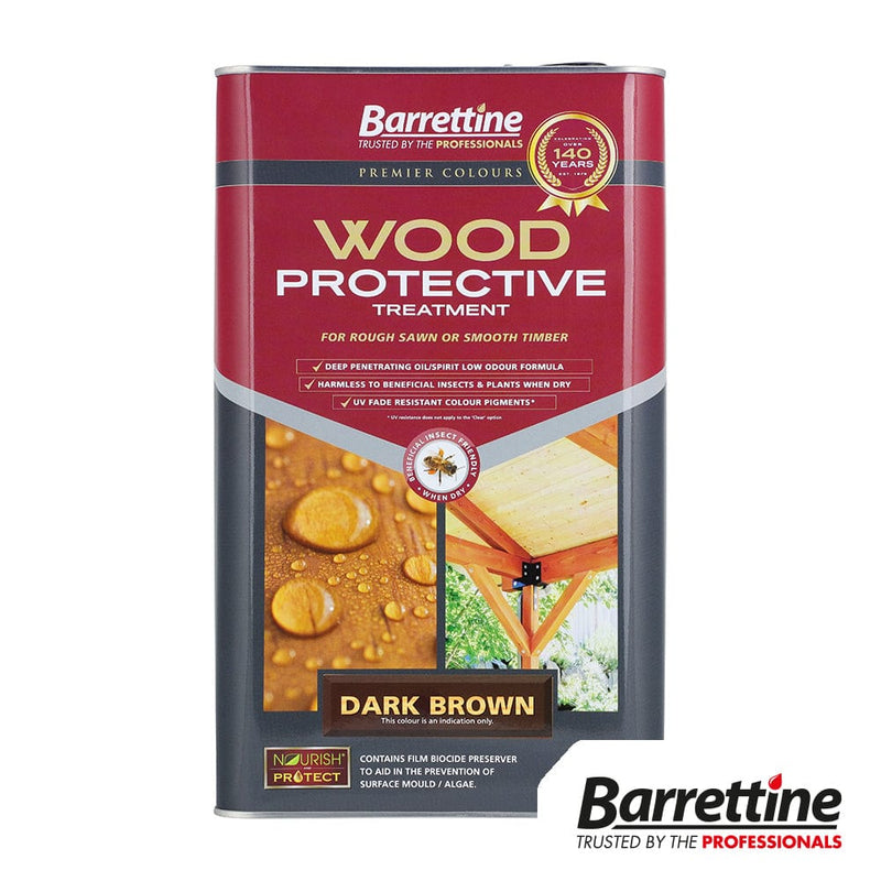 TIMCO Adhesives & Building Chemicals Barrettine Wood Protective Treatment Dark Brown 5L - Pack Qty - 1 EA