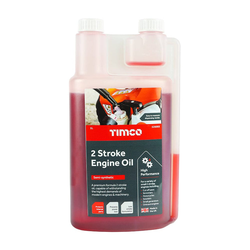 TIMCO Adhesives & Building Chemicals TIMCO 2 Stroke Engine Oil, Premium Mixing Oil in Metered Measured Dosage Bottle - 1L