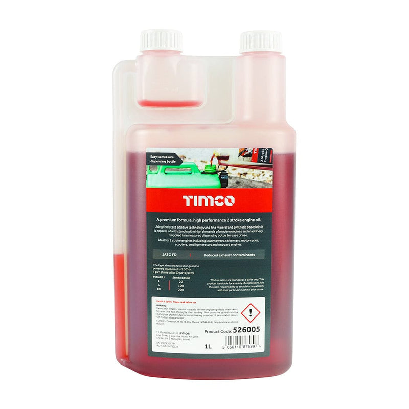 TIMCO Adhesives & Building Chemicals TIMCO 2 Stroke Engine Oil, Premium Mixing Oil in Metered Measured Dosage Bottle - 1L