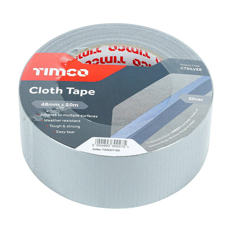 TIMCO Adhesives & Building Chemicals TIMCO Cloth Tape Silver - 50m x 48mm