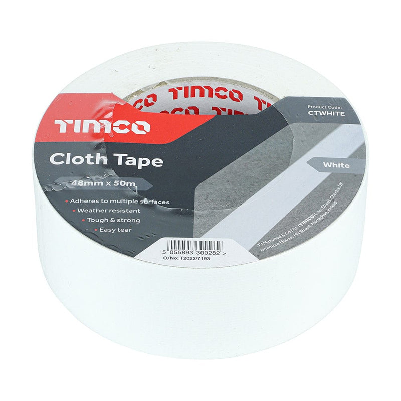 TIMCO Adhesives & Building Chemicals TIMCO Cloth Tape White - 50m x 48mm