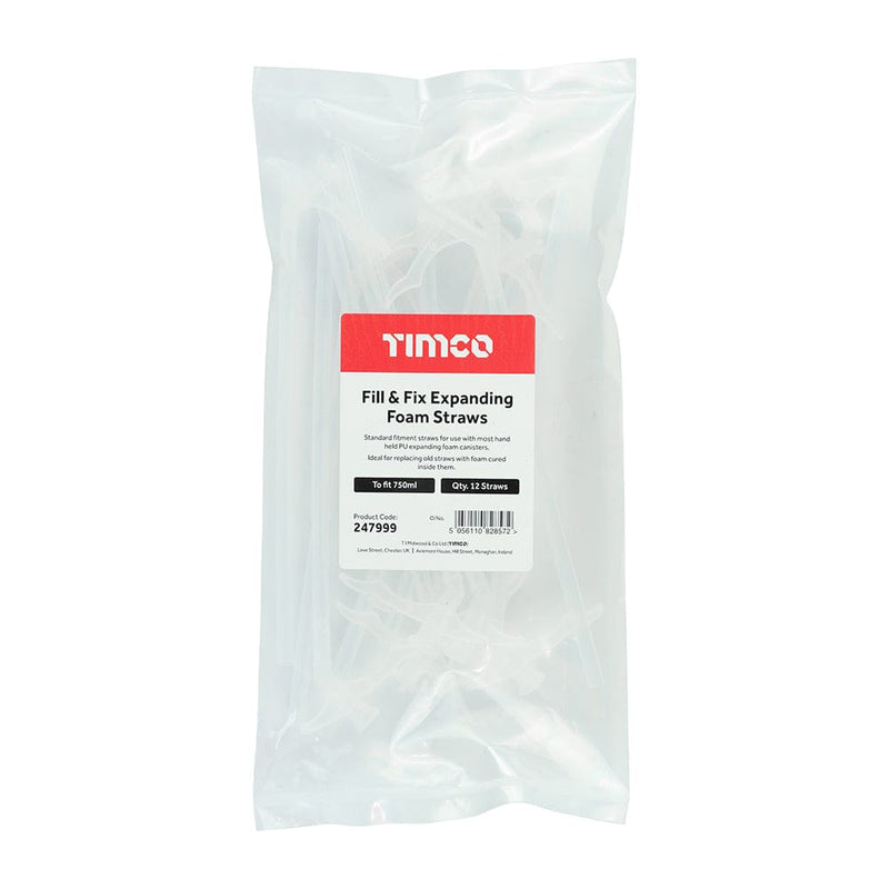 TIMCO Adhesives & Building Chemicals TIMCO Fill & Fix Expanding Foam Straws - To fit 750ml