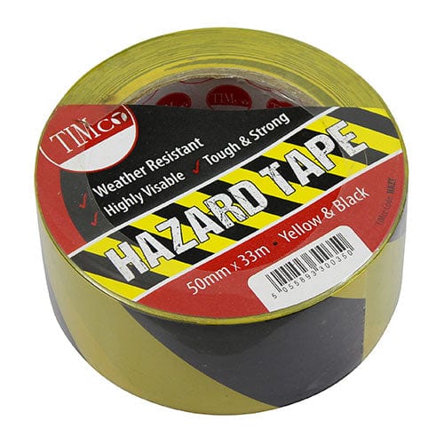 TIMCO Adhesives & Building Chemicals TIMCO Hazard Tape Yellow & Black - 33m x 50mm