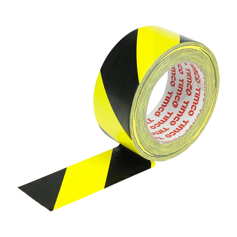 TIMCO Adhesives & Building Chemicals TIMCO Hazard Warning Cloth Tape Yellow and Black - 33m x 50mm